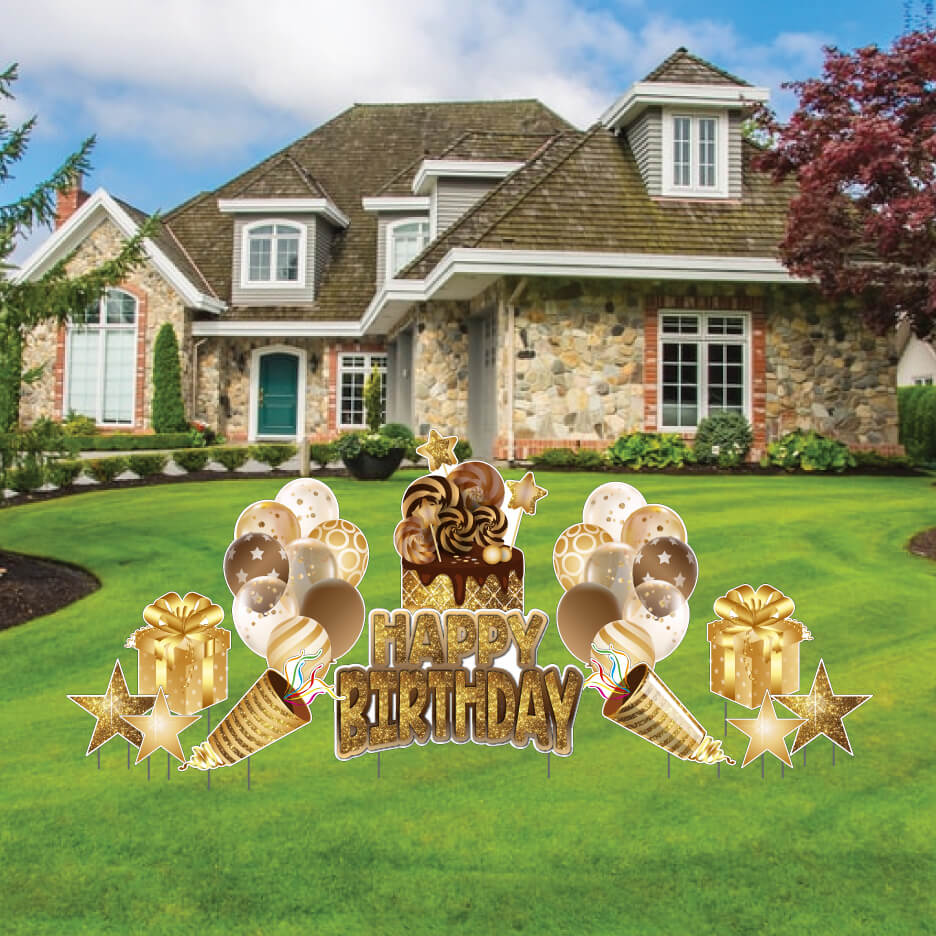 Sparkle Birthday Yard Card Greeting 12 pc Flair Set - Image 15