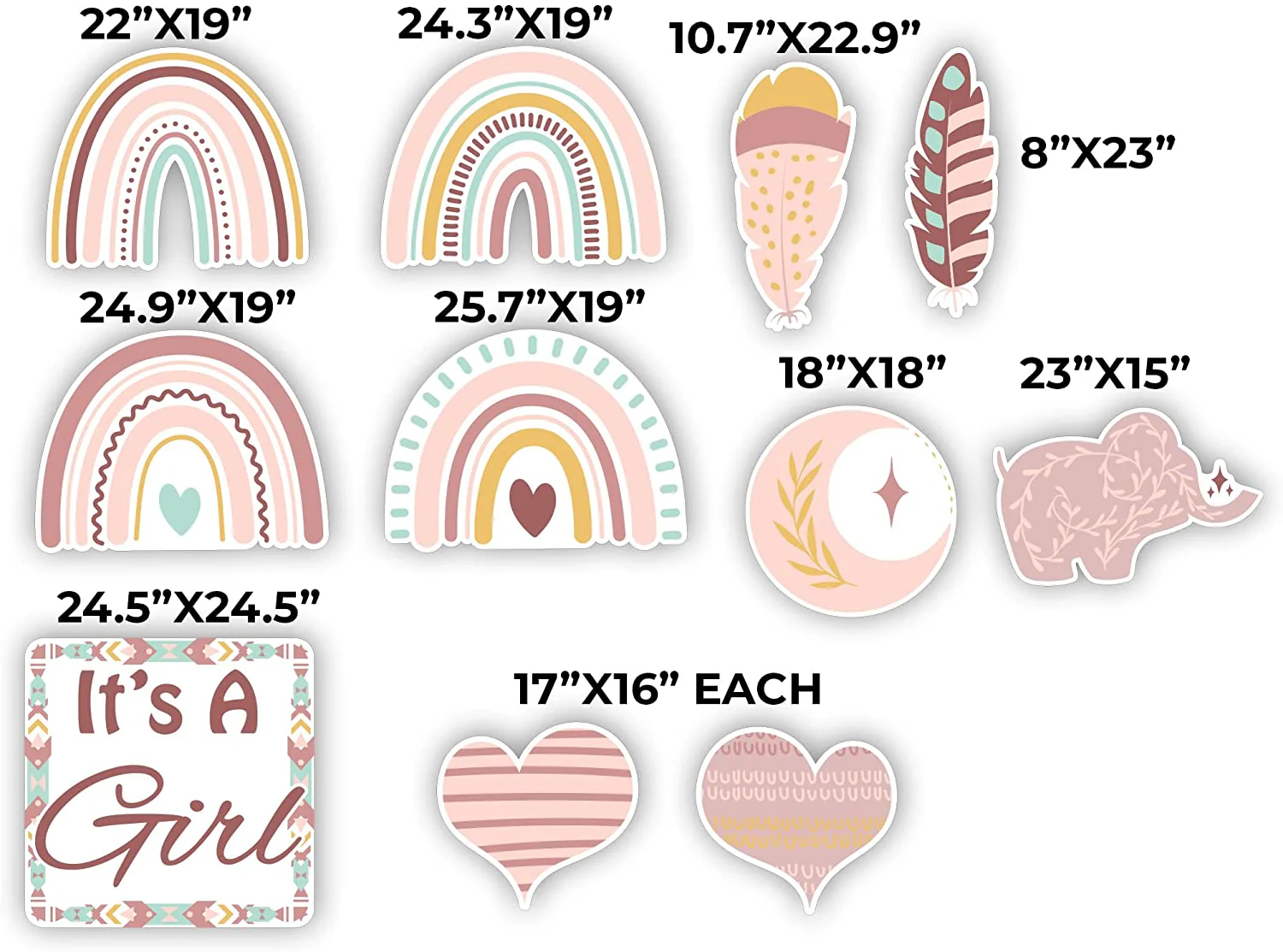 Boho Baby Girl Shower Yard Decorations - 11 Pieces - Image 2