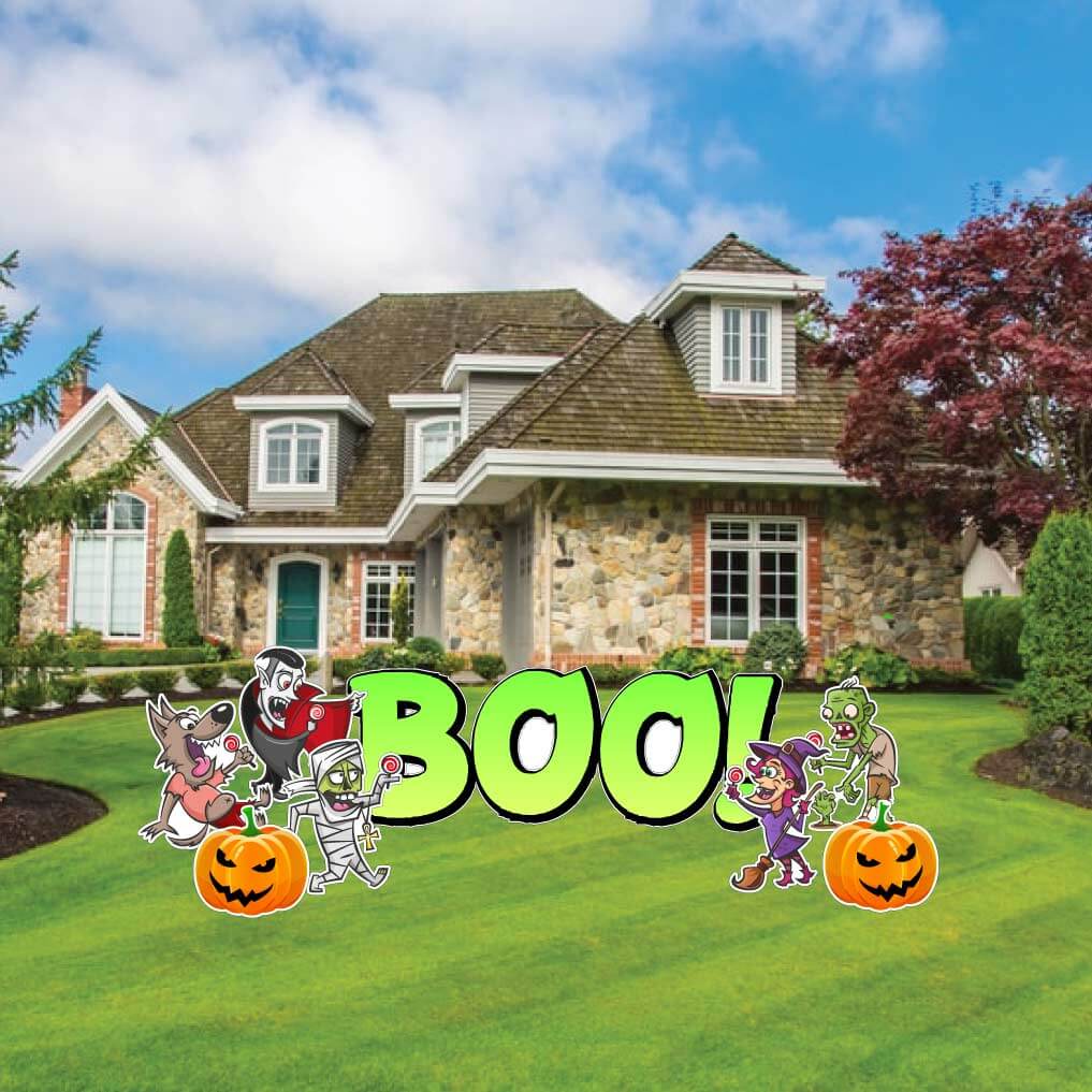 BOO! Halloween Characters Halloween Yard Card Decoration 11 pc Set