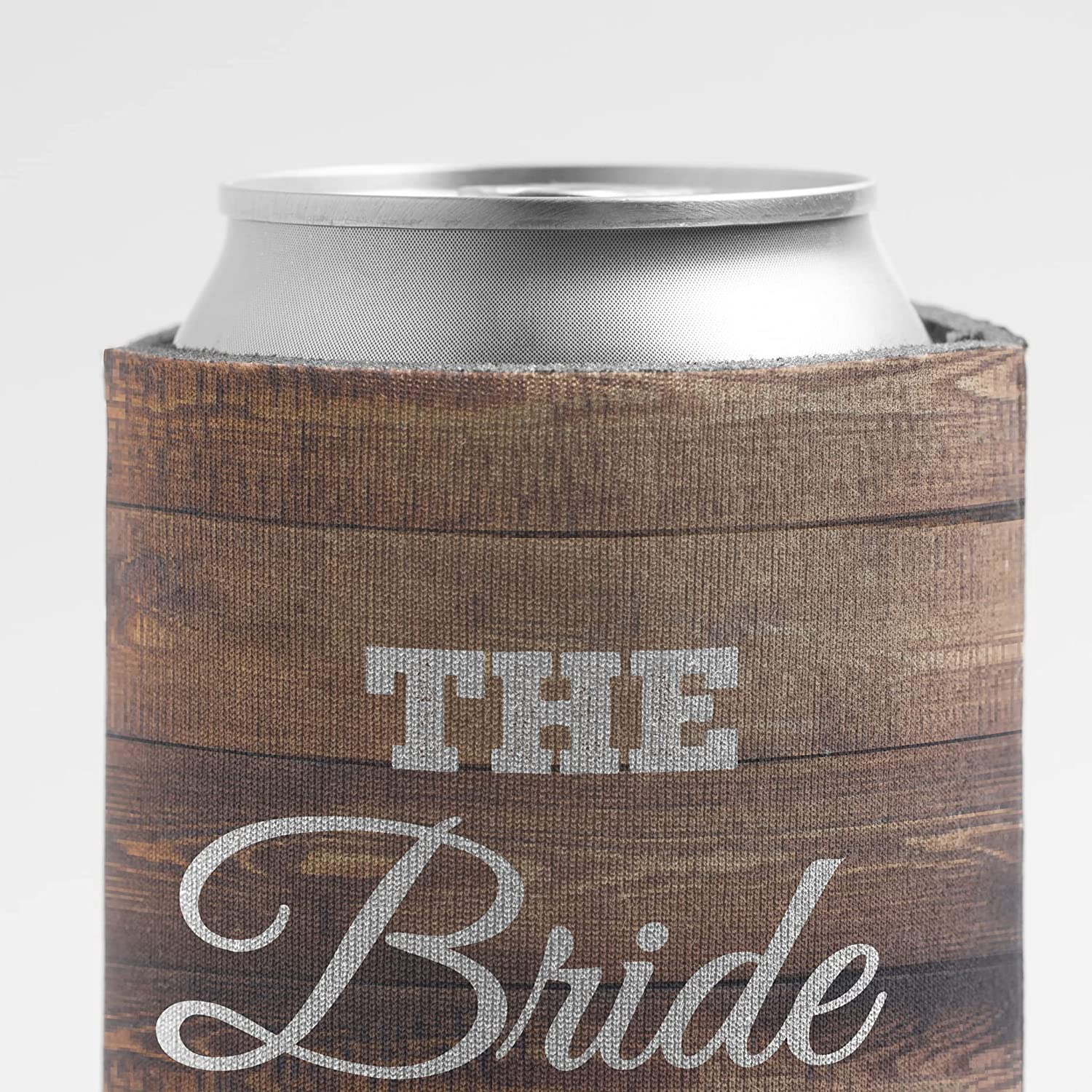 Brown Wood Wedding Party Can Coolers Pack - Image 2