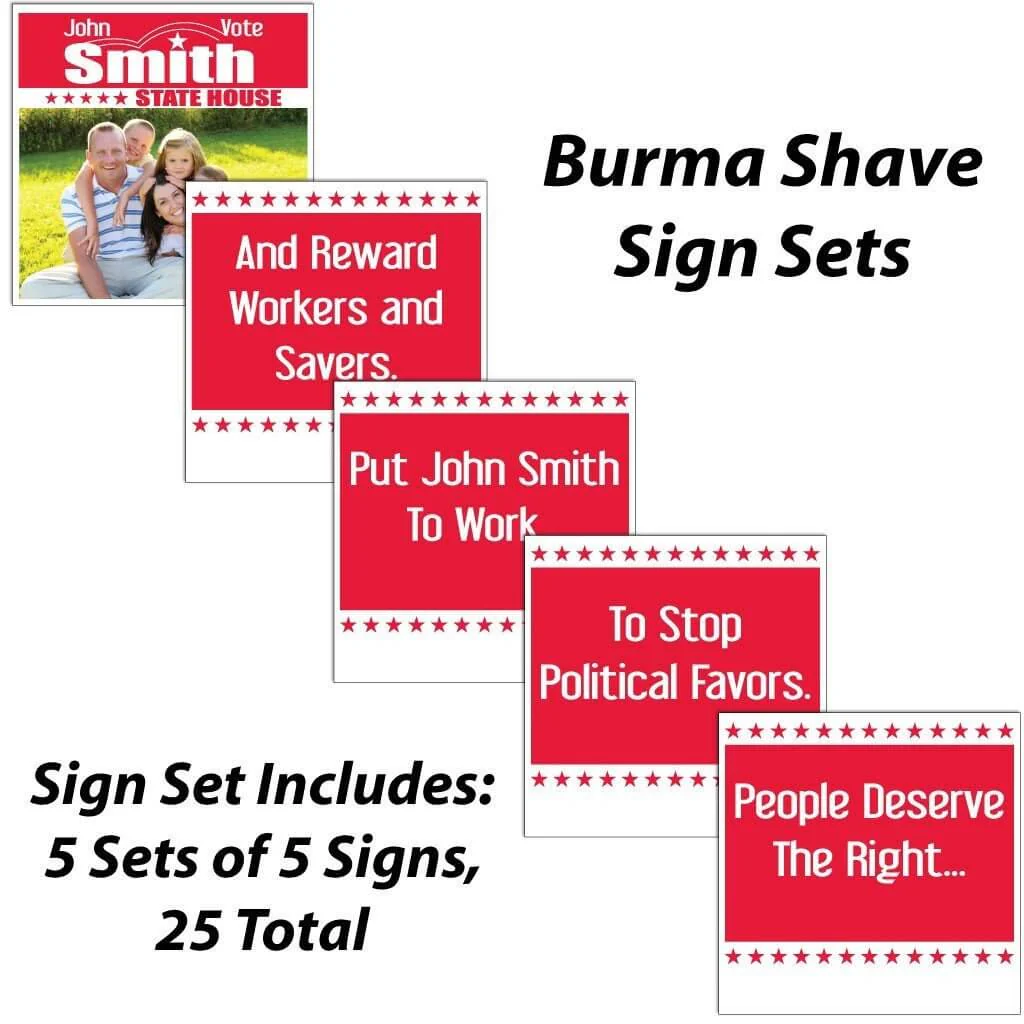 Burma Shave Yard Sign Sets - 5 sets of 5 signs - Image 2