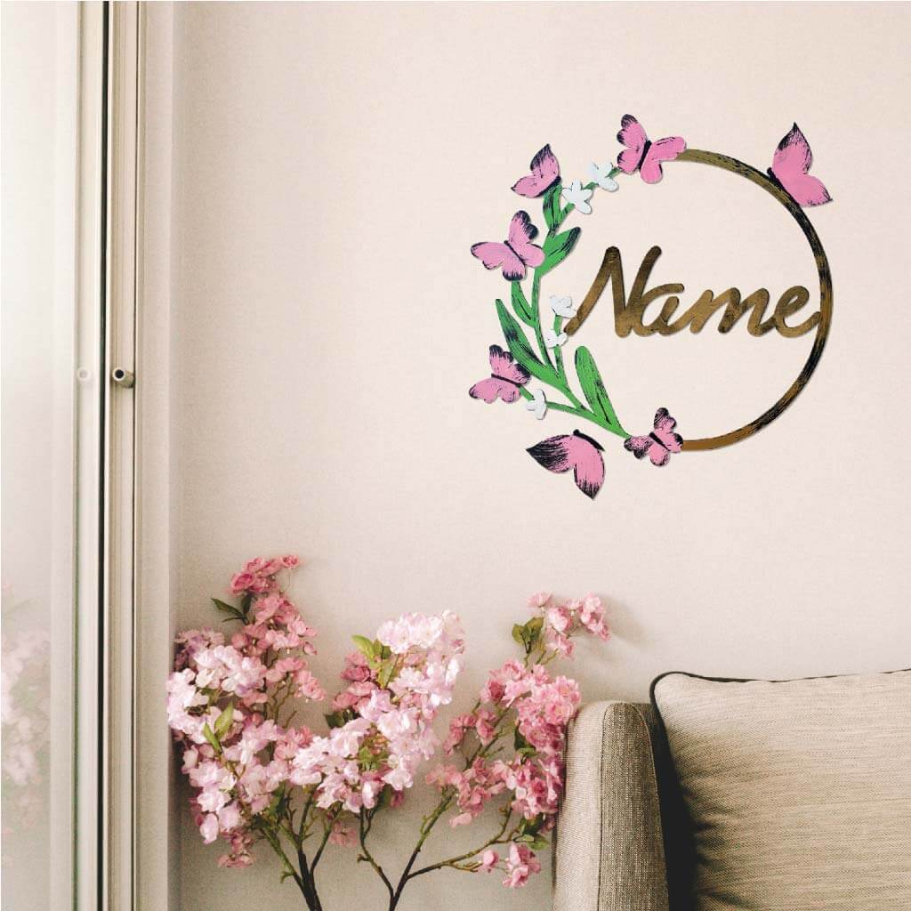 Butterfly Hand Painted Wall Decor with Custom Name - Image 2