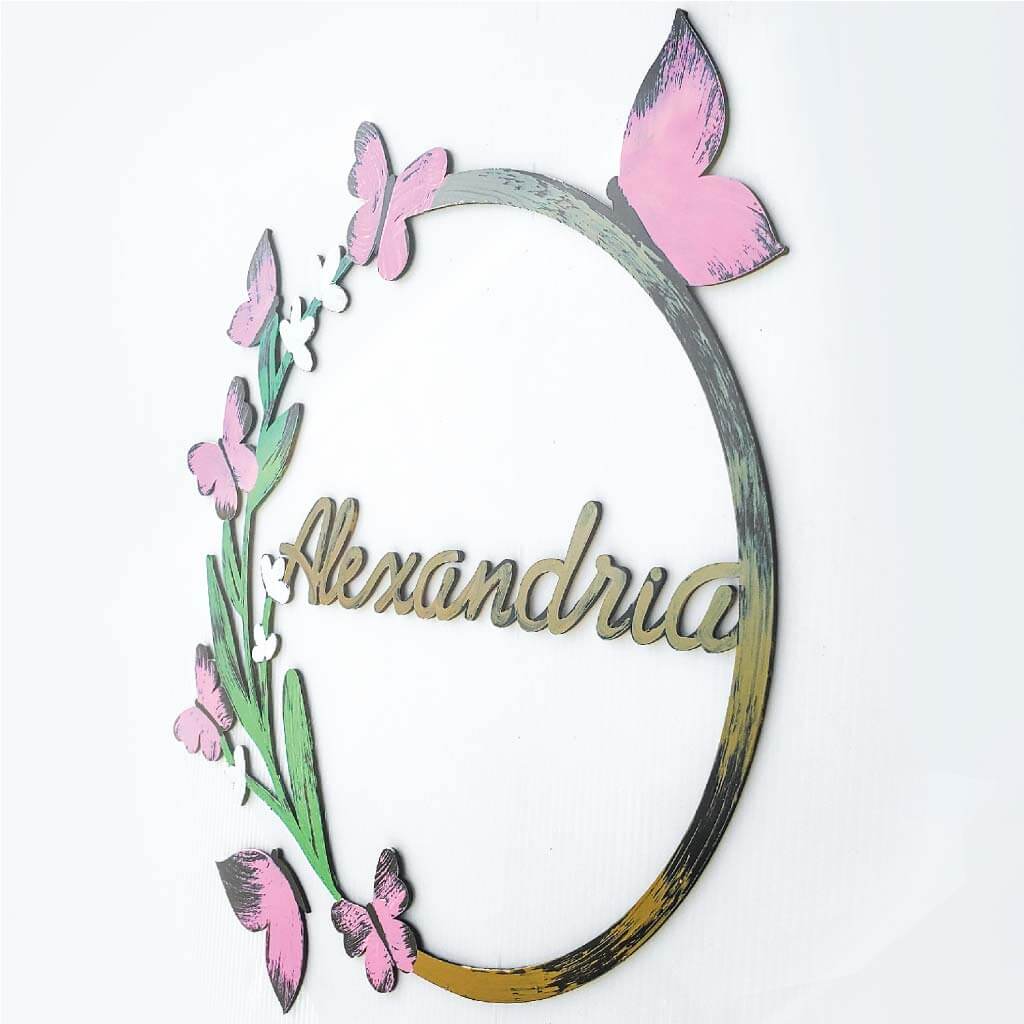 Butterfly Hand Painted Wall Decor with Custom Name - Image 7