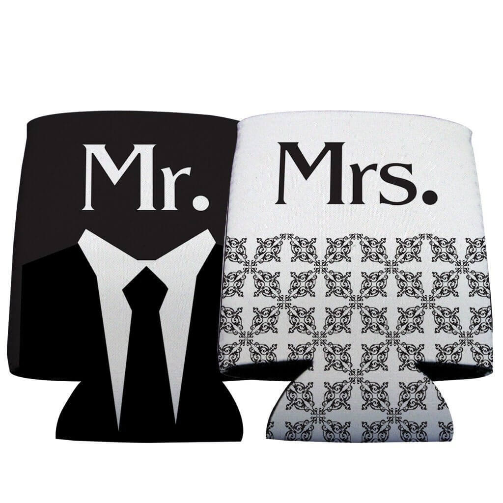 Mr. and Mrs. Wedding Can Coolers Set - Image 2