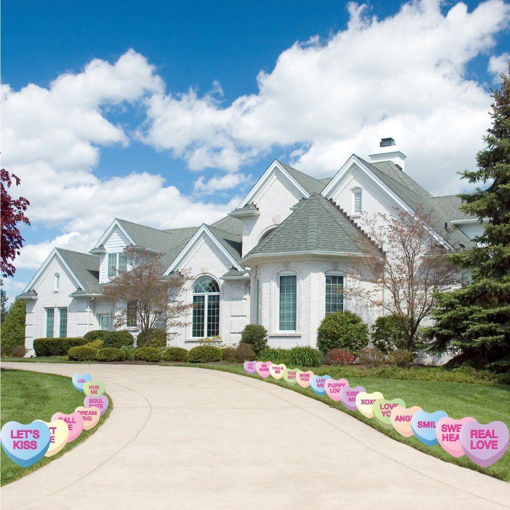 Candy Heart Valentine's Day Pathway Markers Yard Card, 21 pieces