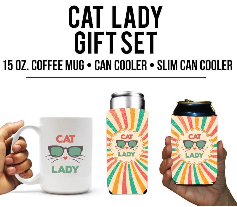 Cat Lady Coffee Mug & Can Cooler Gift Set