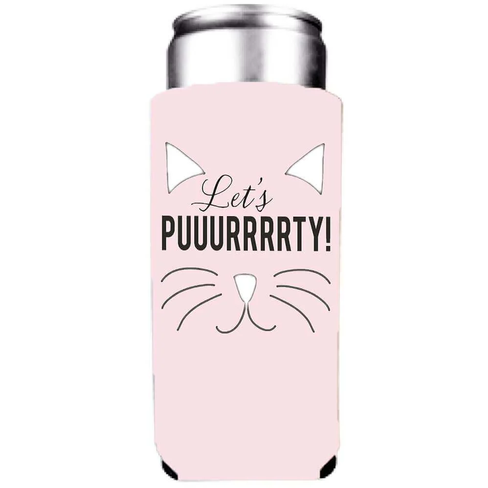 Let's Purrrty Cat Bachelorette Party Custom Can Cooler Set - Image 5
