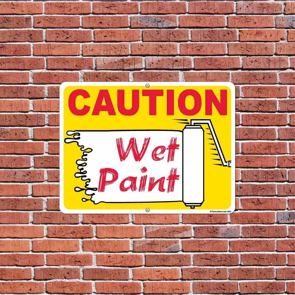 Caution Wet Paint Roller Sign or Sticker - Image 2