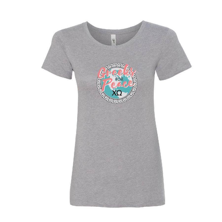 Chi Omega Greeks for Peace Women's Fitted Crew T-shirt