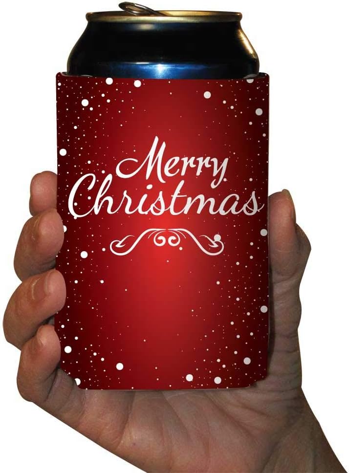 Christmas Can Coolers "Merry Christmas Red Snowfall" Pack