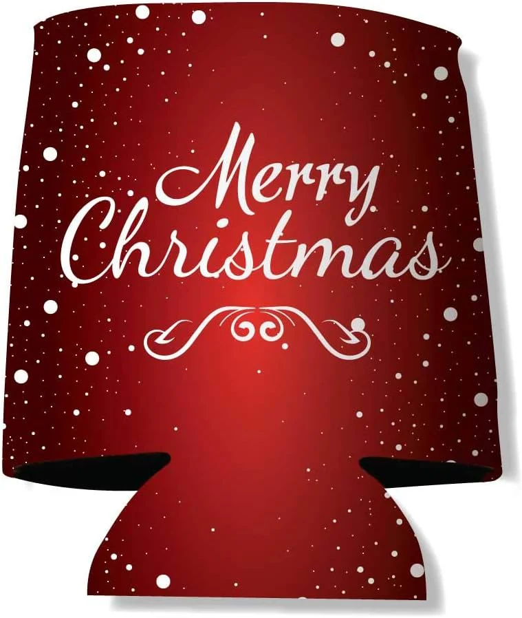 Christmas Can Coolers "Merry Christmas Red Snowfall" Pack - Image 3
