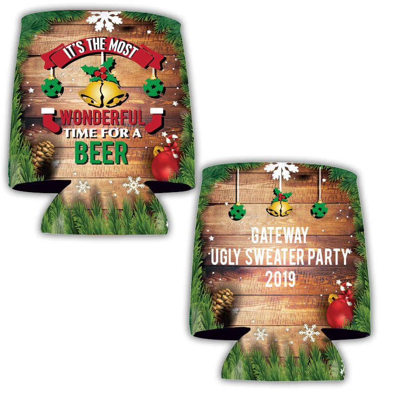 Custom Most Wonderful Time for A Beer Christmas Can Coolers - Image 2