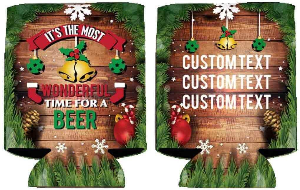 Custom Most Wonderful Time for A Beer Christmas Can Coolers - Image 4