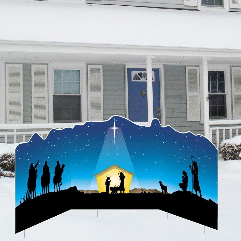 Christmas Nativity Lawn Sign | 6 EZ Stakes Included