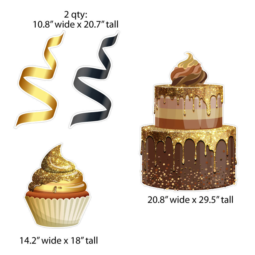 Cupcakes & Cakes Birthday Flair Yard Card Accessory Add Ons 4 pc set - Image 2