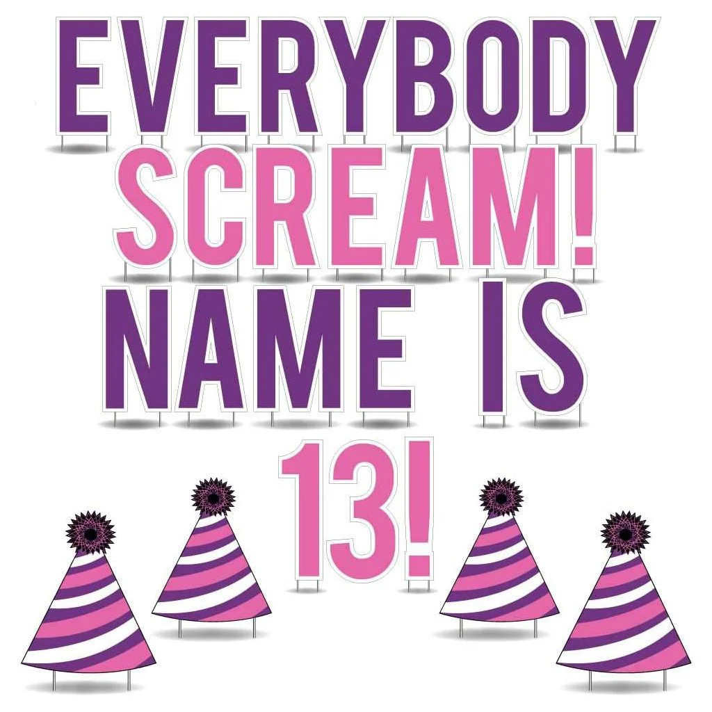 Custom 13th Birthday Yard Decoration - Everybody Scream (Custom Name), Includes Stakes - Image 8