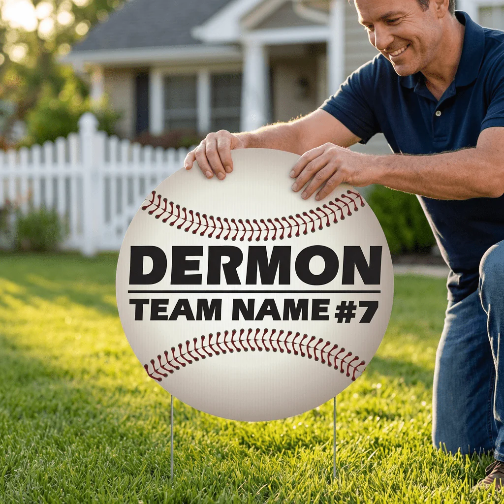 Custom 22" Baseball Player Name, Number and Mascot Fence & Yard Signs - Image 3