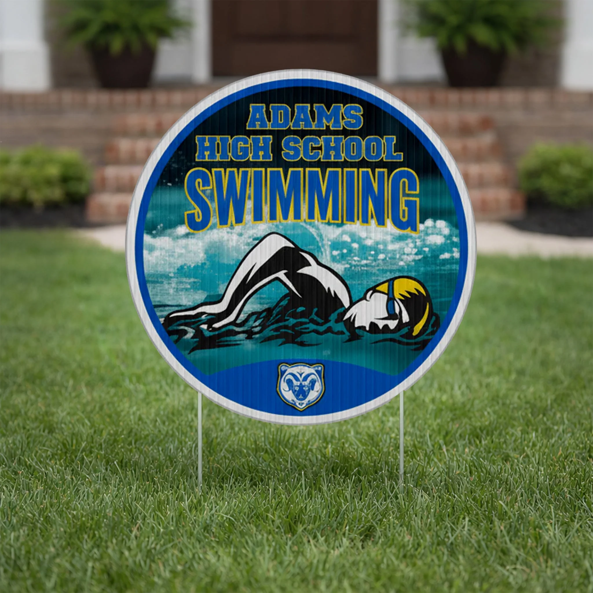 Custom 22" Swim Team Round Yard Signs