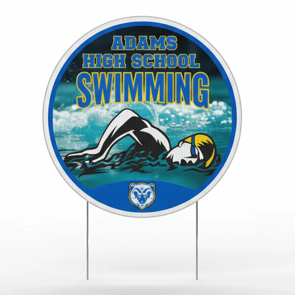 Custom 22" Swim Team Round Yard Signs - Image 2