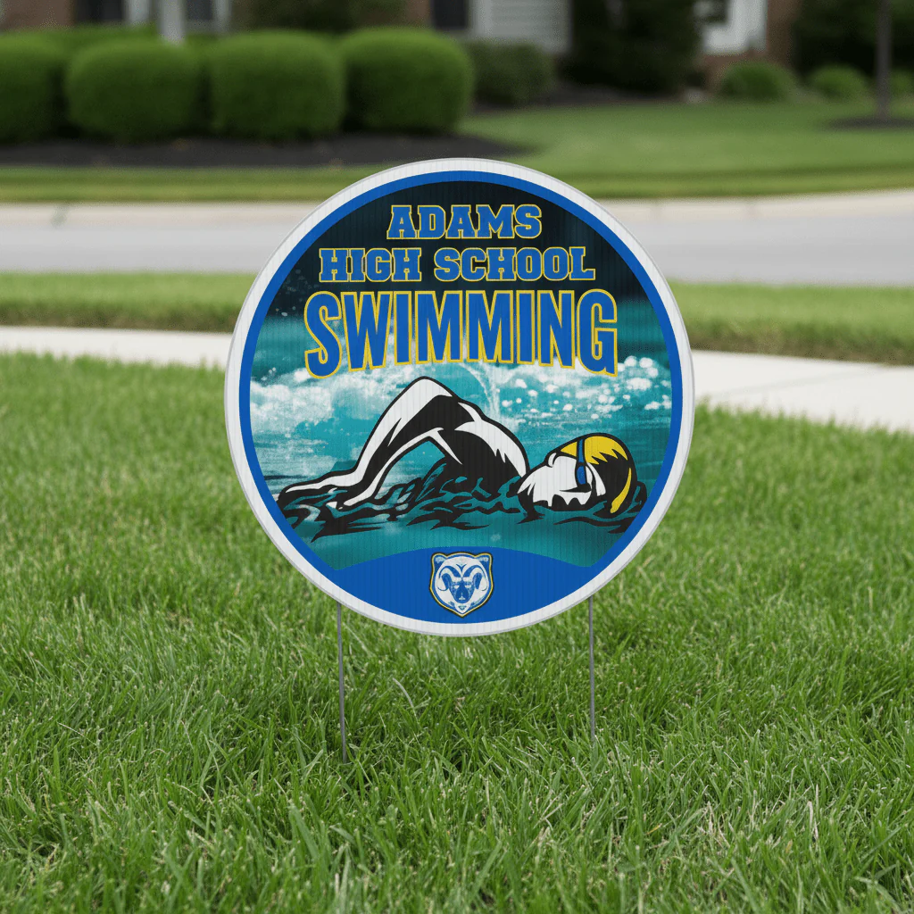 Custom 22" Swim Team Round Yard Signs - Image 3