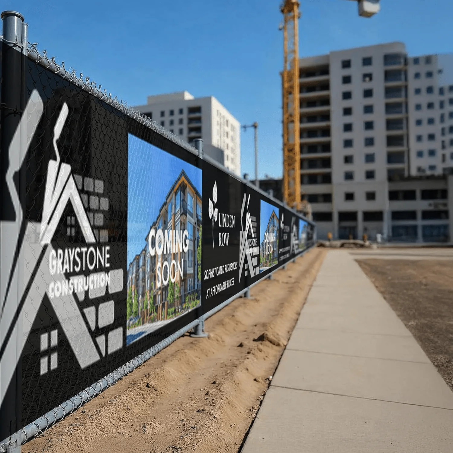 Custom 6'x100' Construction Jobsite Fence Screens – Mesh Vinyl Privacy Banner with Logos - Image 9