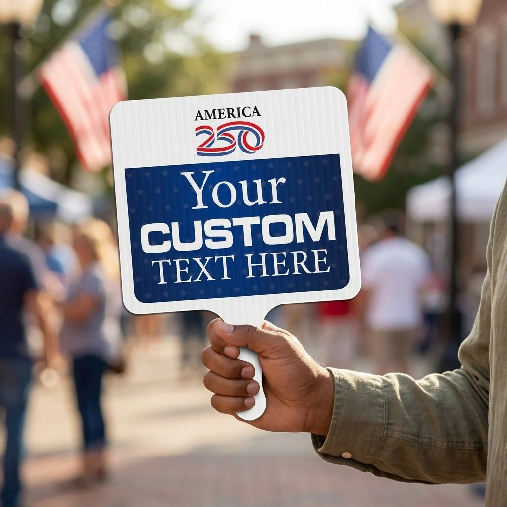 Custom America 250 Hand Fans | 2-Sided Waterproof Parade Fans - Image 4