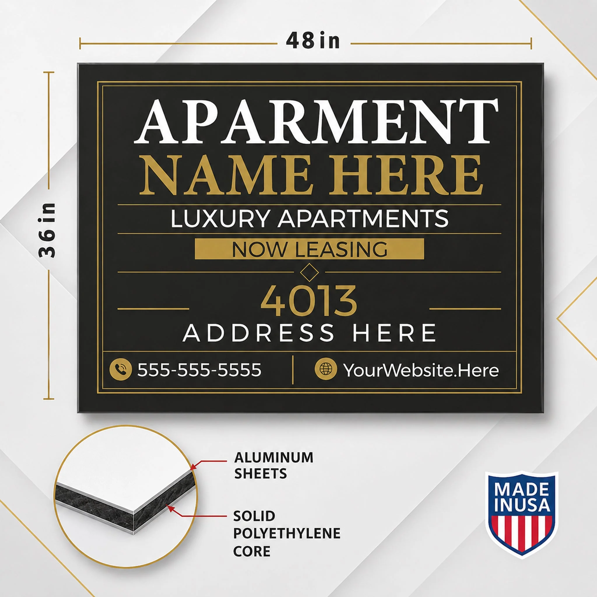 Custom Apartment Complex Sign – 3x4 ft Weatherproof Aluminum Composite Sign (ACM) | Leasing & Property Signage - Image 2