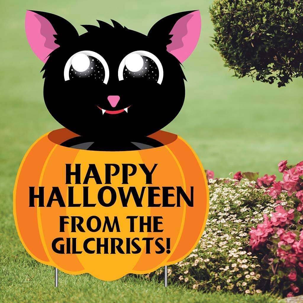 Custom Bat Pumpkin Welcome Yard Sign