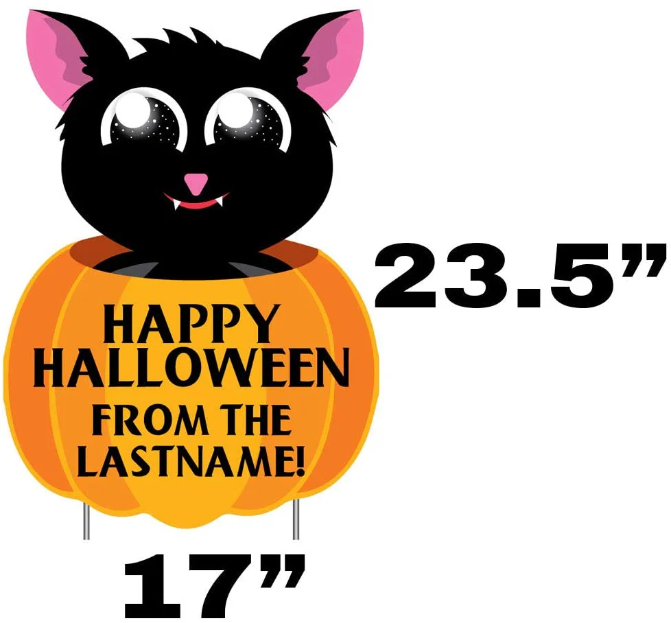 Custom Bat Pumpkin Welcome Yard Sign - Image 2
