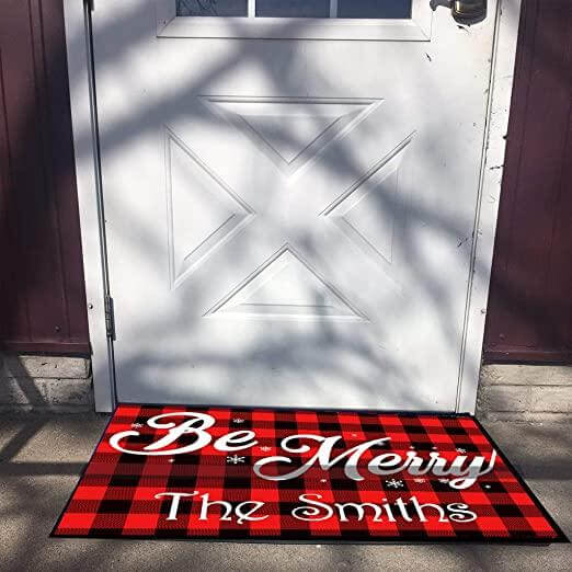 Personalized 'Be Merry' Christmas Door Mat - Image 4