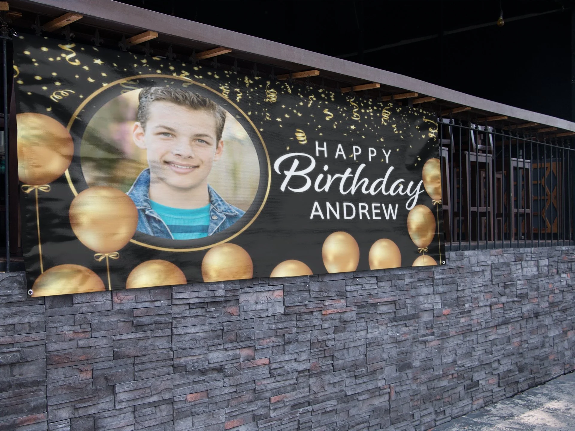 Custom Black & Gold Birthday Banner