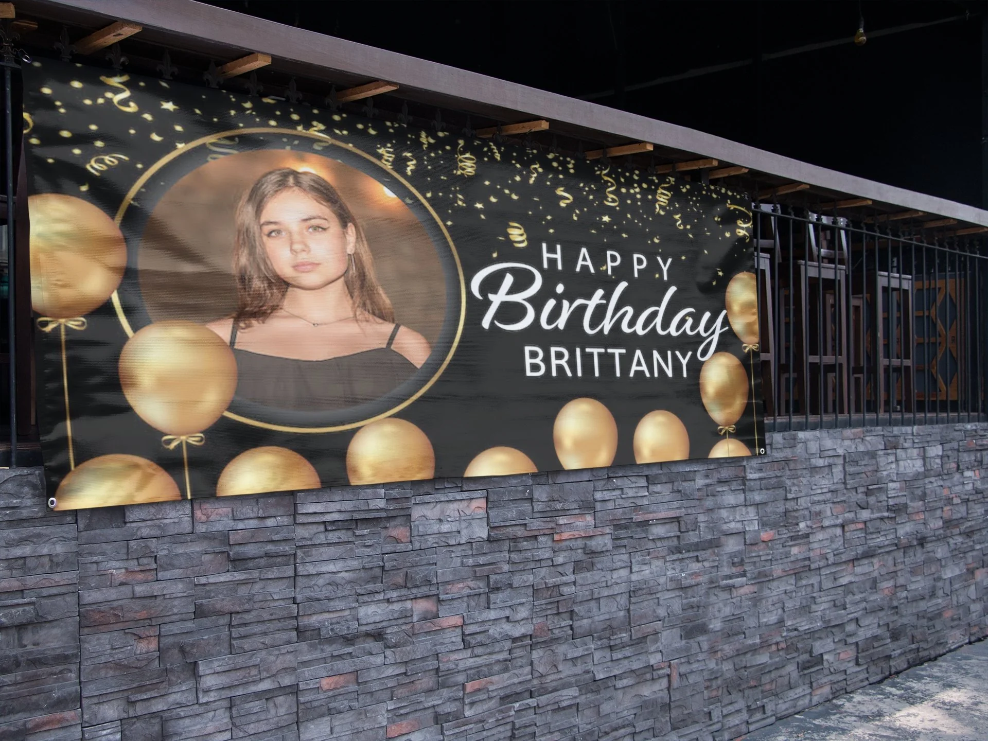 Custom Black & Gold Birthday Banner - Image 2