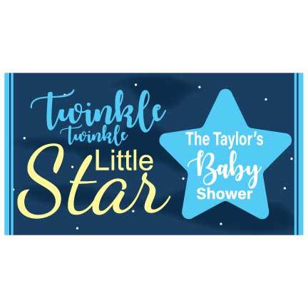 Custom Blue Twinkle Twinkle Little Star Baby Shower Banner - Image 2