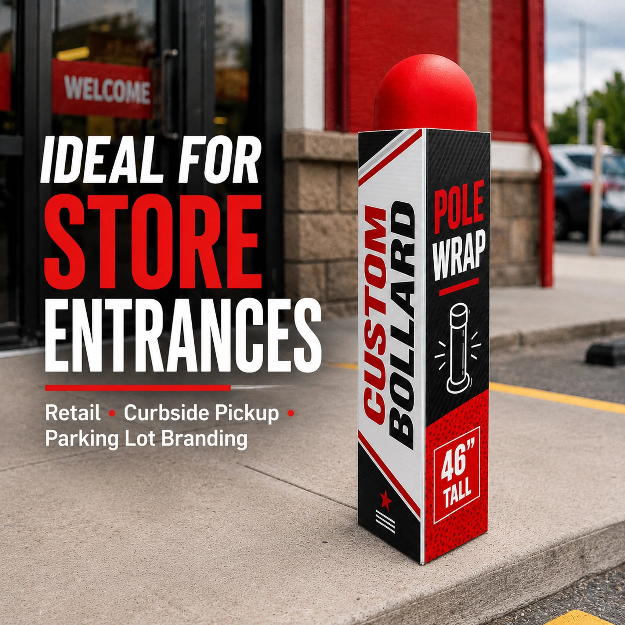 Custom Bollard Pole Wrap – 46" Tall 3-Sided Corrugated Plastic Bollard Cover - Image 4