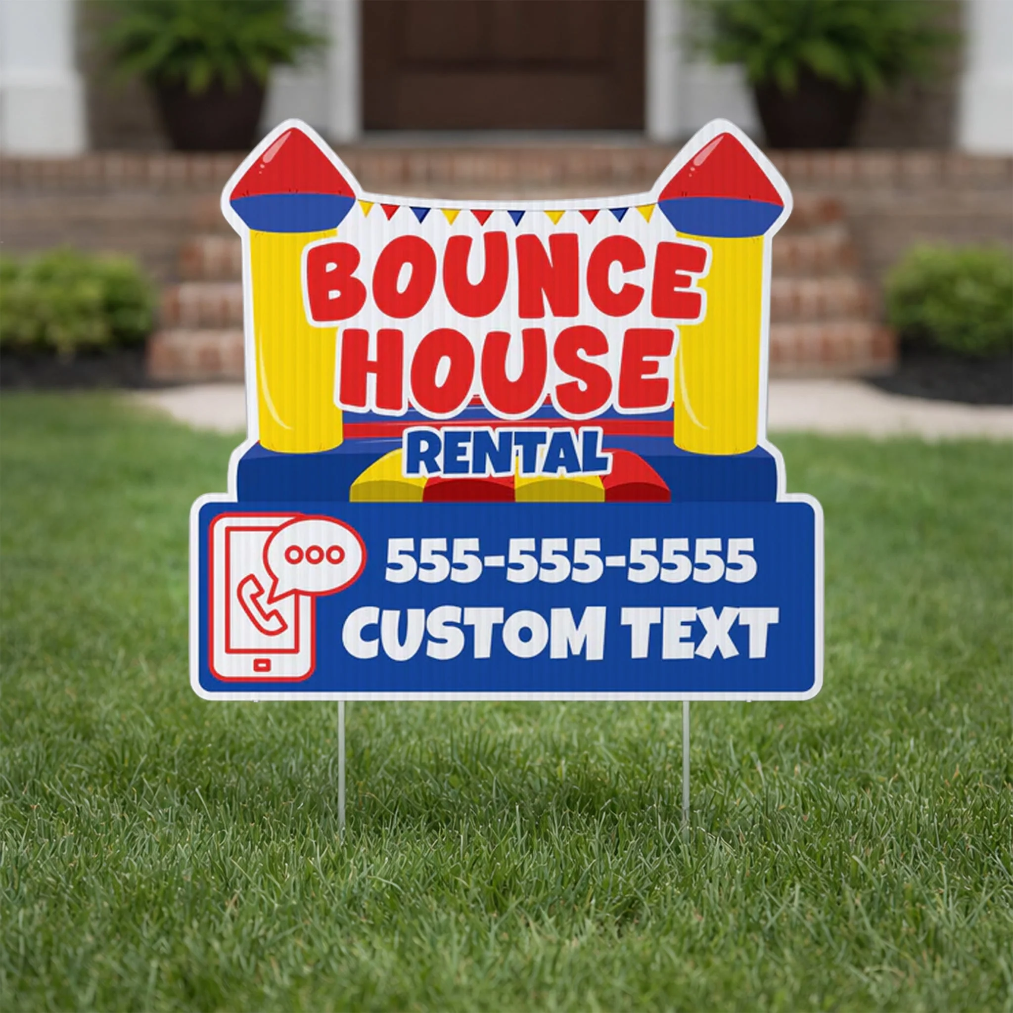 Custom Bounce House Rentals Yard Signs | 10-Pack | 20 EZ Stakes Included