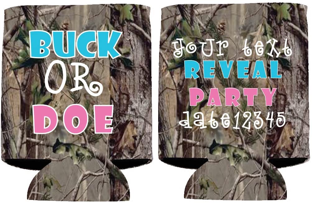 Custom Camo Buck or Doe Gender Reveal Can Cooler - Image 2
