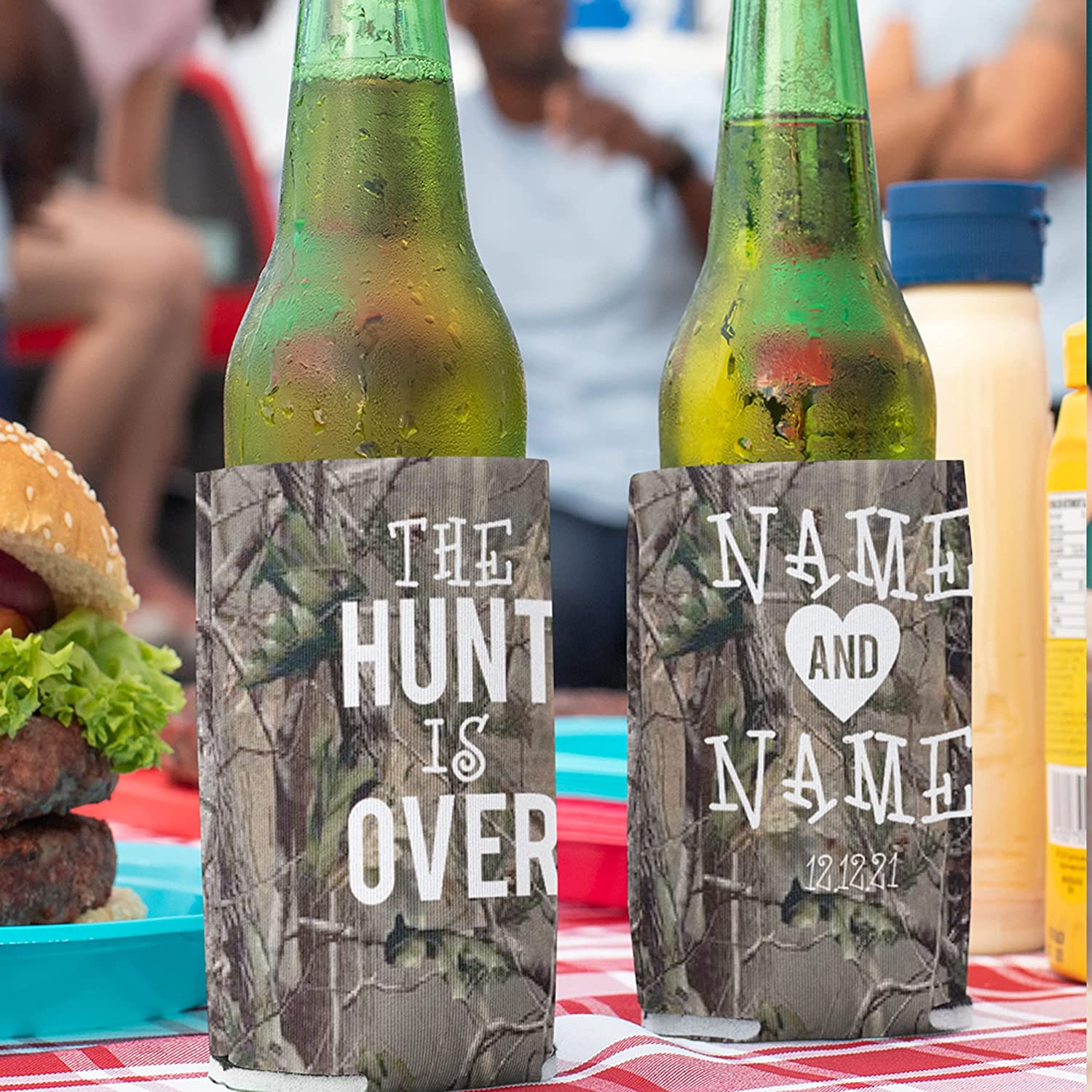 Personalized The Hunt is Over Hunting Wedding Can Cooler