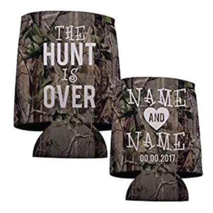 Personalized The Hunt is Over Hunting Wedding Can Cooler - Image 2
