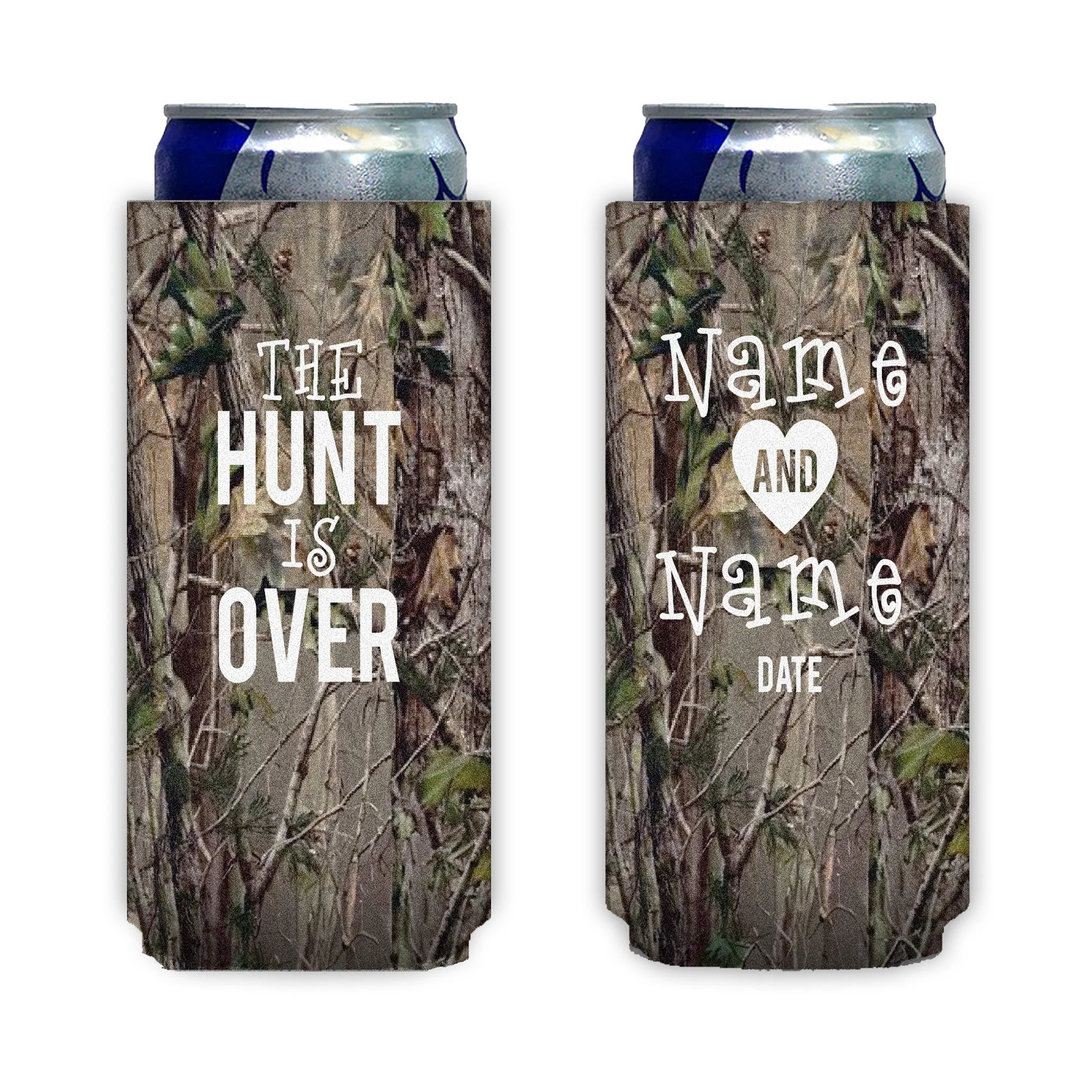 Personalized The Hunt is Over Hunting Wedding Can Cooler - Image 3