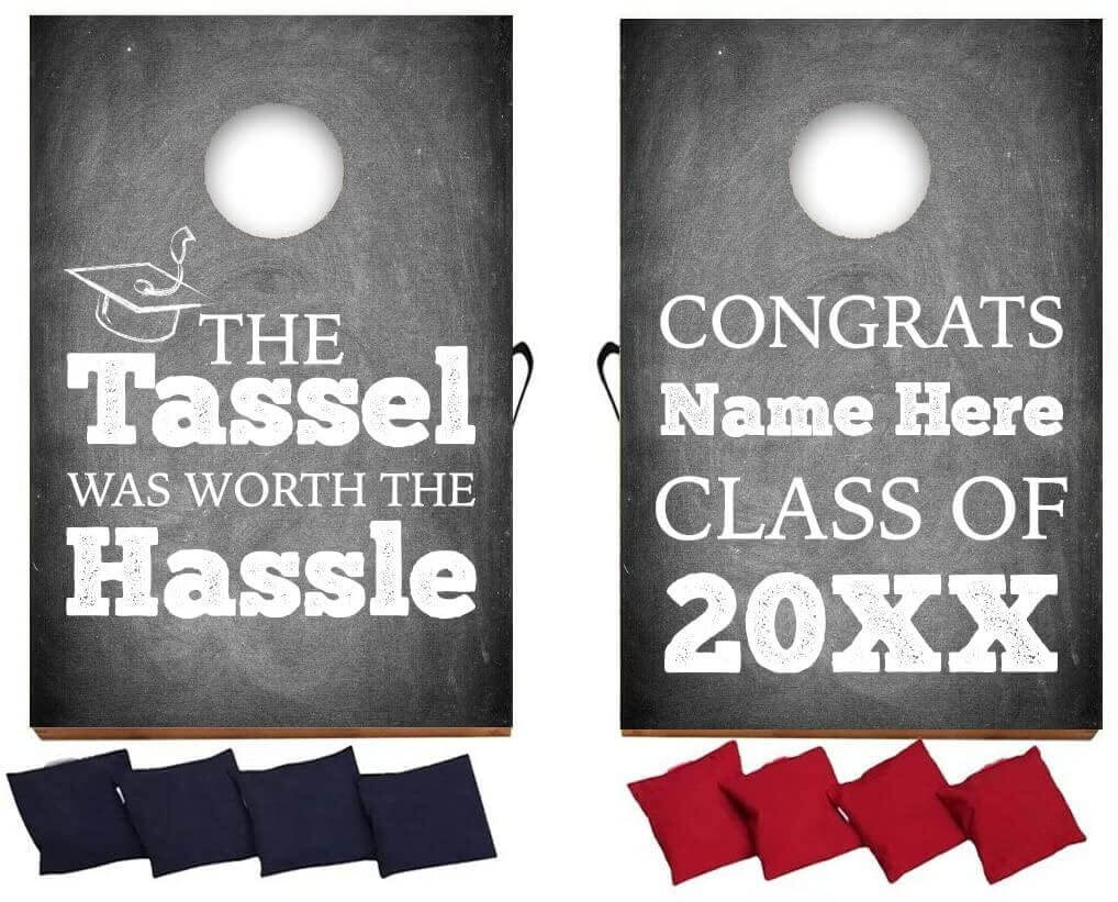 Custom Chalkboard Graduation Cornhole Bag Toss Game - Image 3