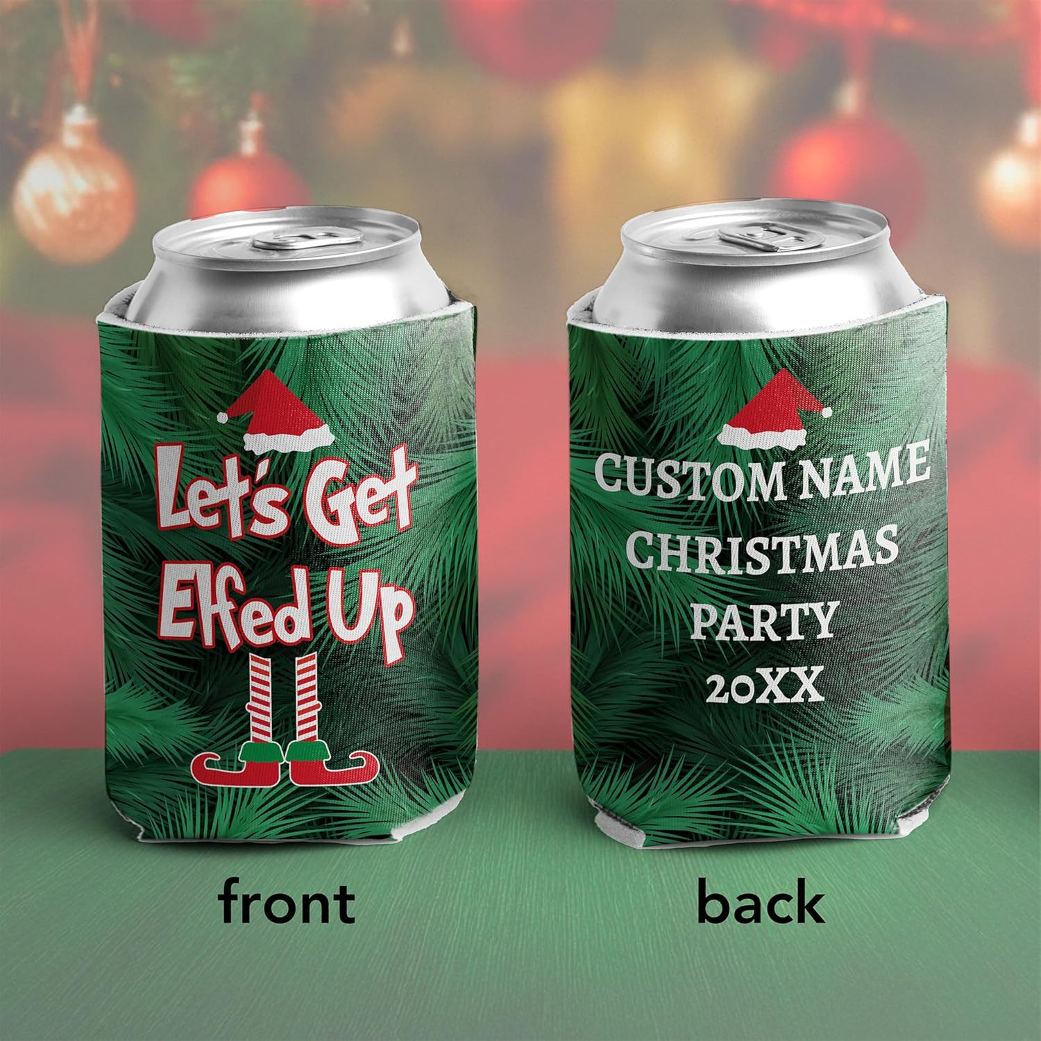 Custom Christmas Can Cooler - Let's Get Elfed Up - Image 2