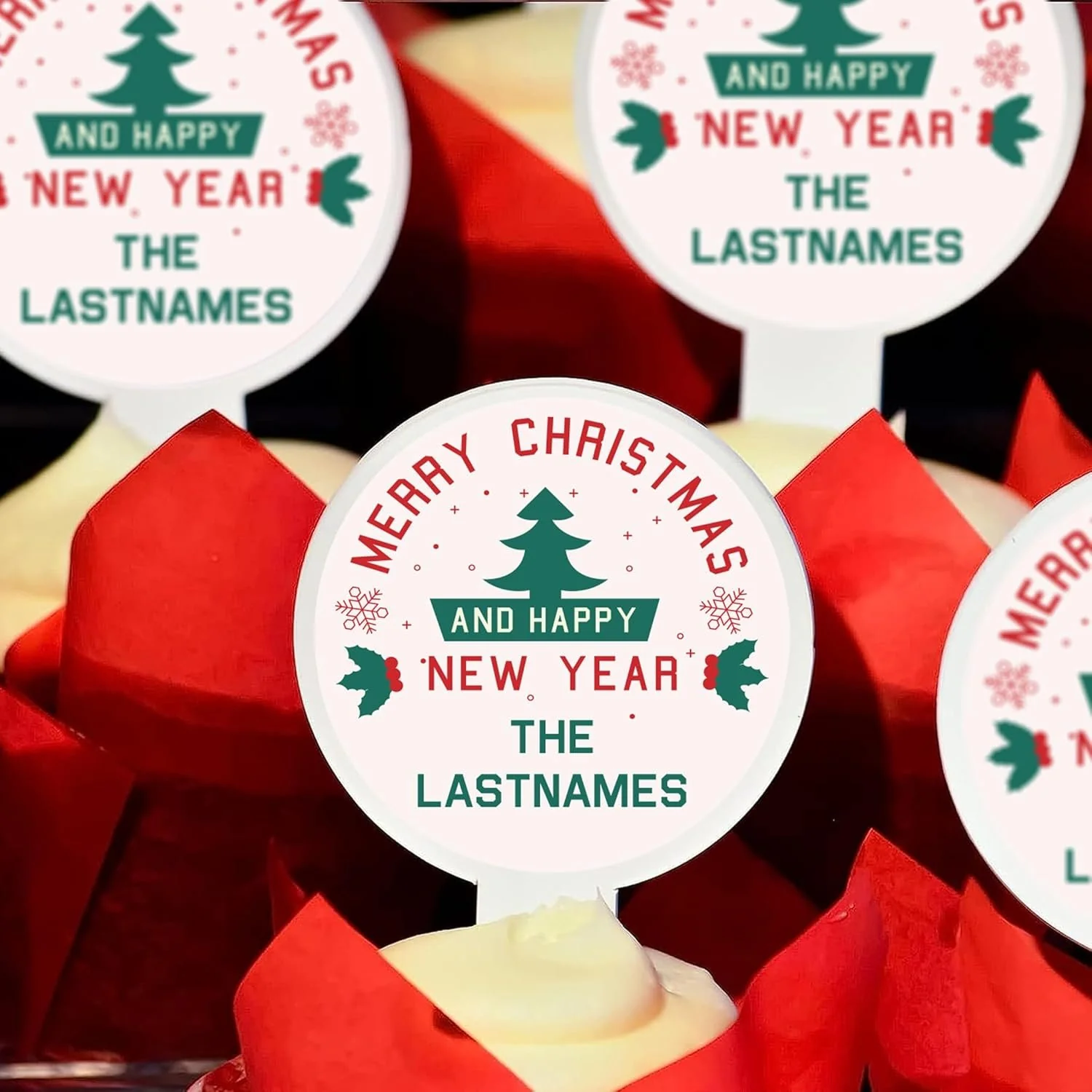 Custom Christmas Cupcake Toppers - Image 4