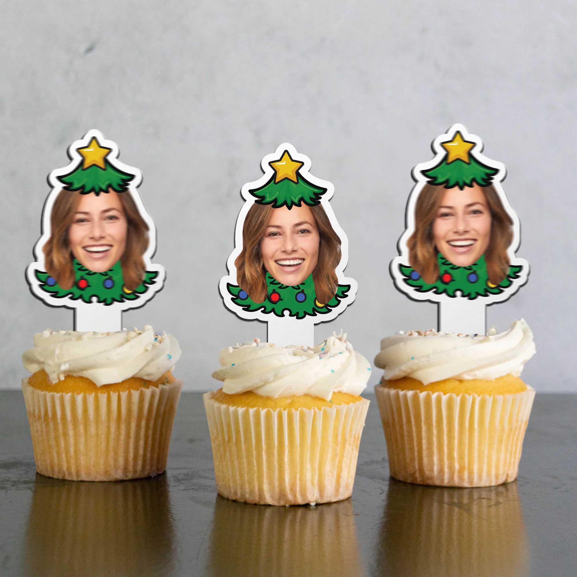 Custom Christmas Cupcake Toppers (Christmas Tree) - Image 4