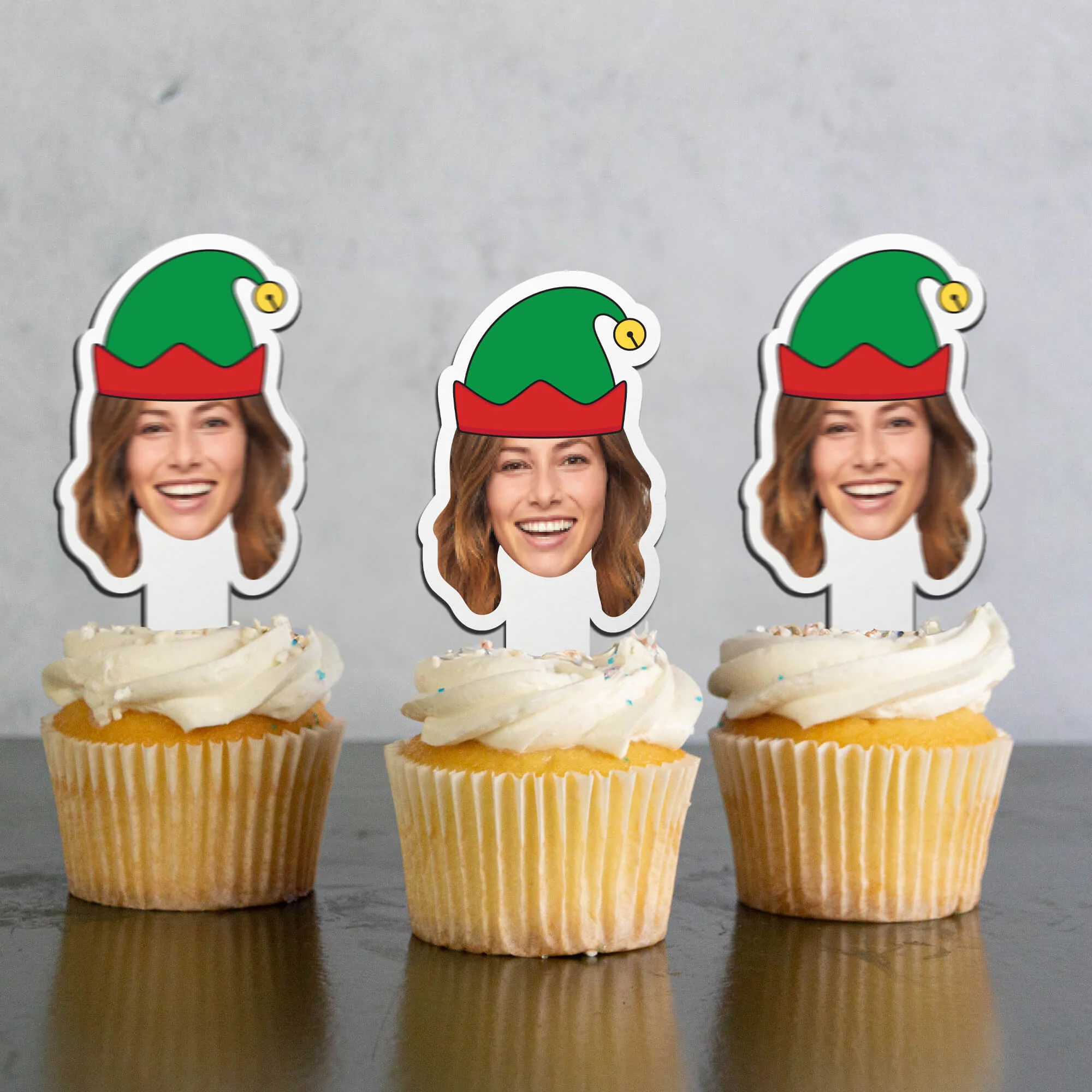 Custom Christmas Cupcake Toppers (Elf Hat) - Image 5
