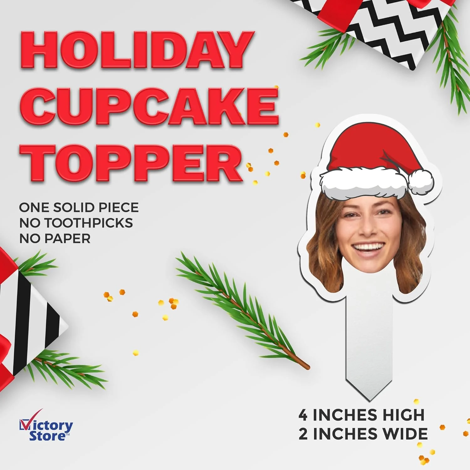 Custom Christmas Cupcake Toppers (Santa Hat) - Image 5