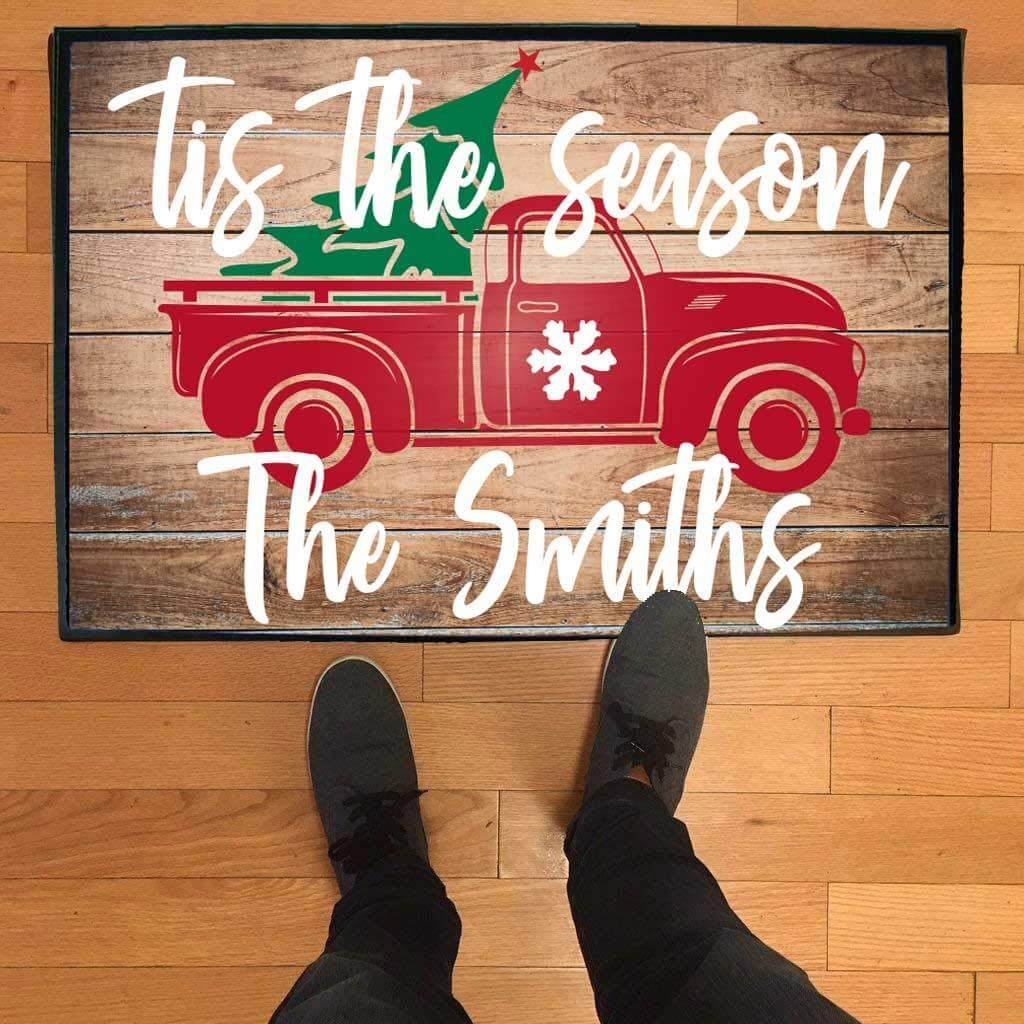 Personalized 'Tis the Season Christmas Doormat