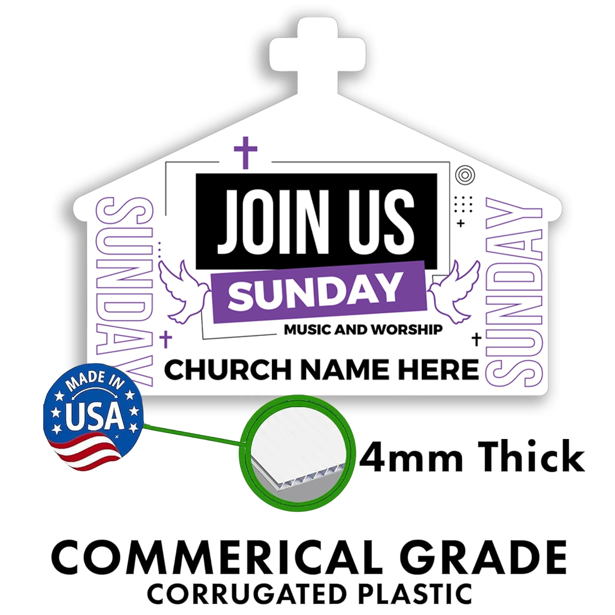 Custom Church Yard Signs – “Join Us This Sunday”  | 10-Pack | Two-Sided | 20 EZ Stakes Included - Image 5