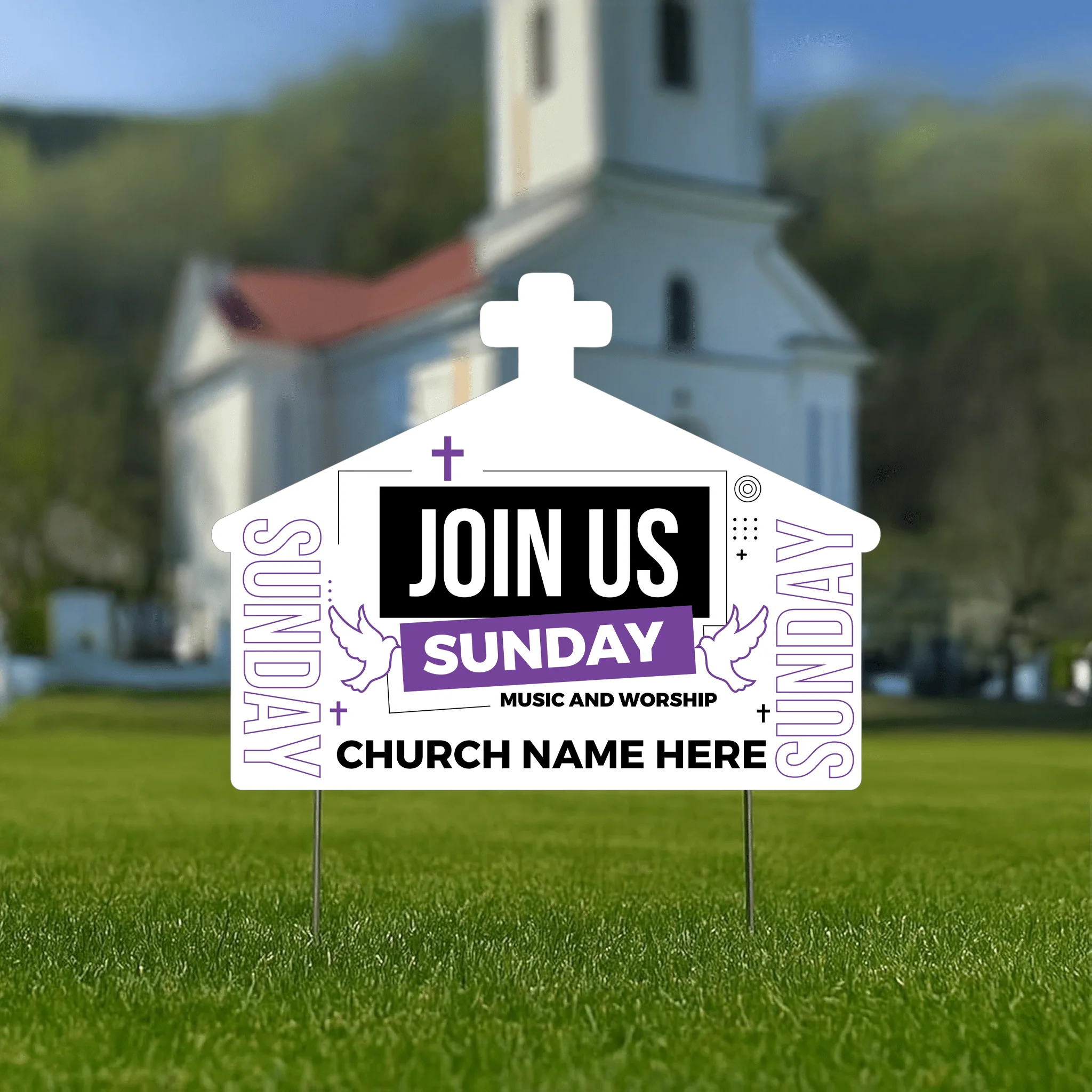 Custom Church Yard Signs – “Join Us This Sunday”  | 10-Pack | Two-Sided | 20 EZ Stakes Included - Image 6