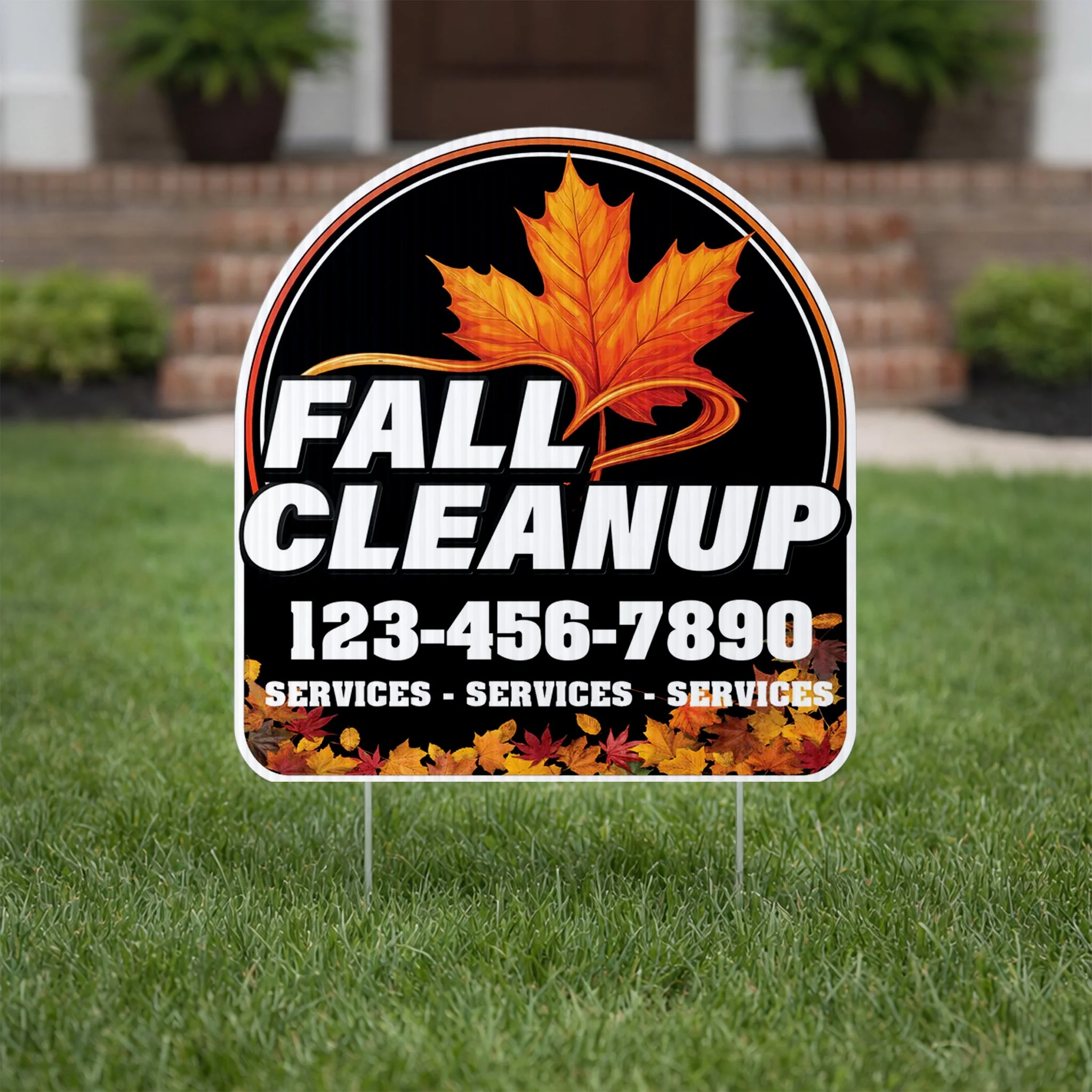 Custom Fall Cleanup Yard Signs | 10-Pack | 20 EZ Stakes Included