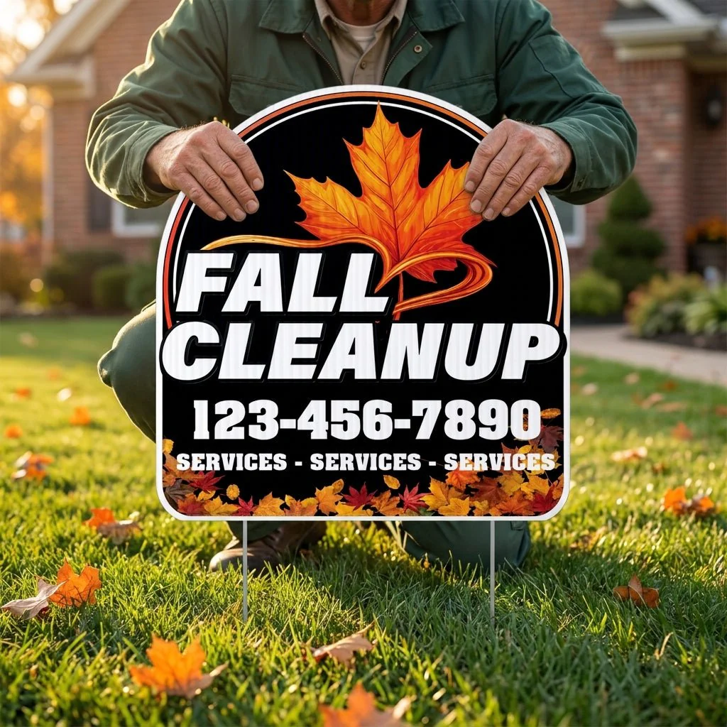 Custom Fall Cleanup Yard Signs | 10-Pack | 20 EZ Stakes Included - Image 2